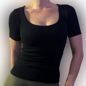 Kookai ribbed bodycon crop top black 34 XS